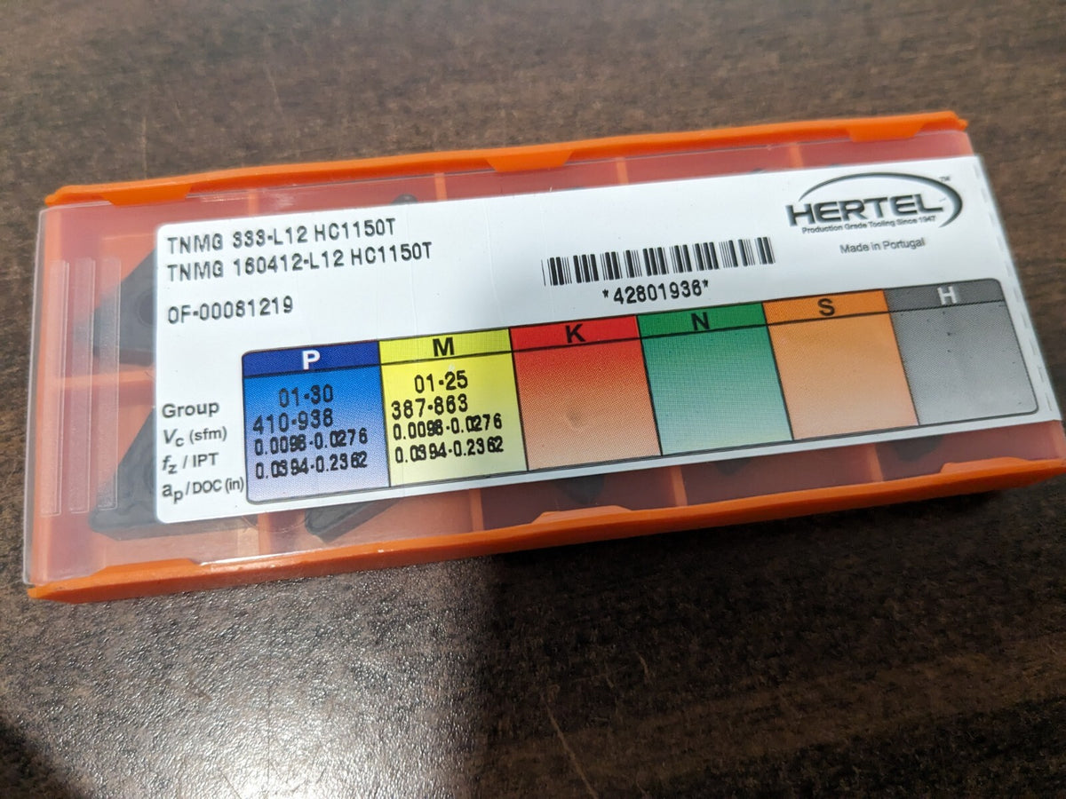HERTEL Turning Insert 10pk TNMG 333L12 HC1150T, Solid Carbide 1002176