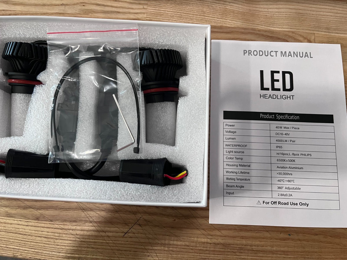 PRO-SOURCE 4,500 Lumens, 10-40 VDC, 9004 LED Headlights (Pair) 6500K Cool White
