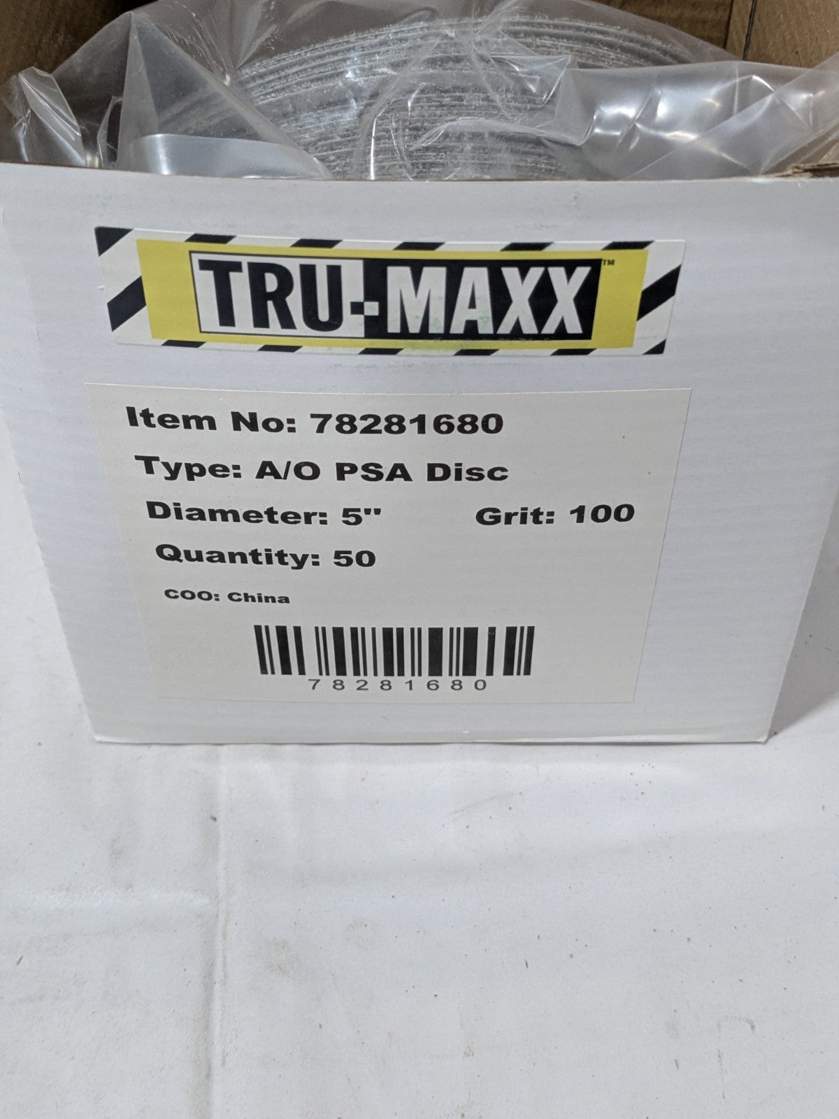 Tru-Maxx 5" Dia PSA Disc: 100 Grit, Aluminum Oxide Qty 50 78281680