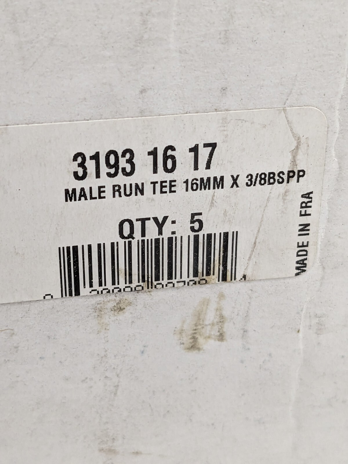 LEGRIS Push-To-Connect Tube Fitting: Male Run Tee, 3/8" Thread Qty 5 3193 1