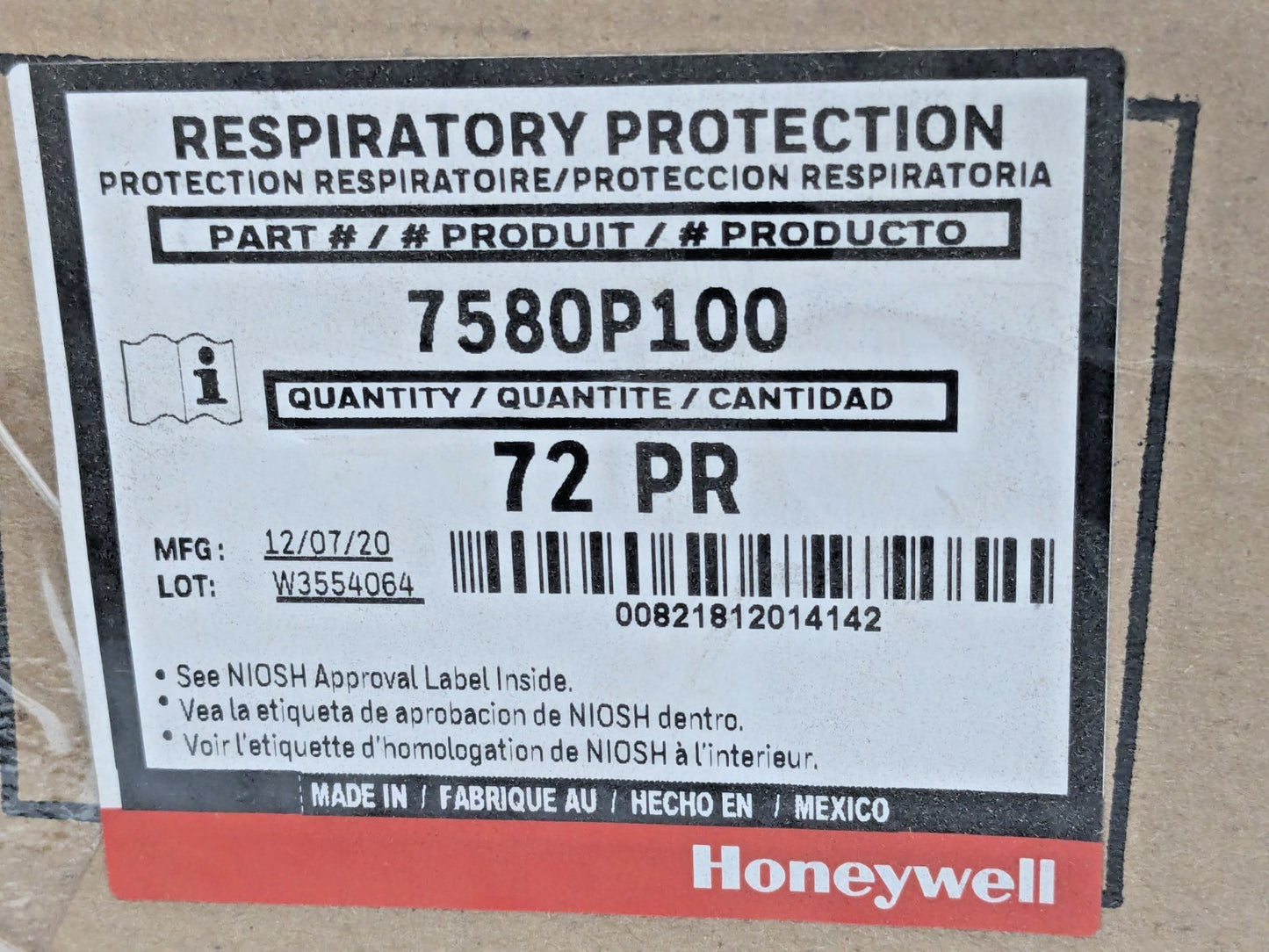 Honeywell North P100 Particulate Filter Full Case (72 Pair) 7580P100