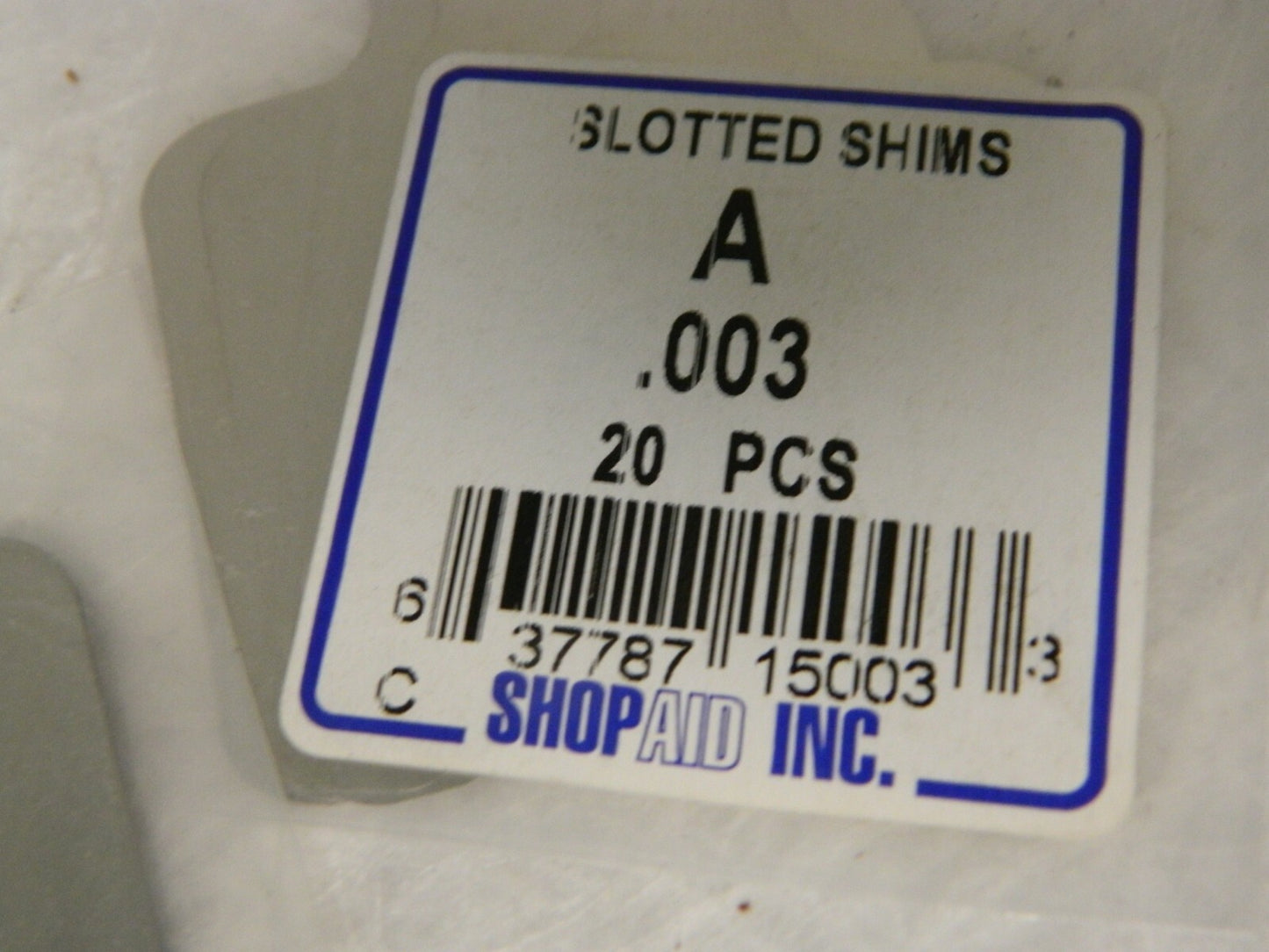 ShopAid Slotted Shim Stock 2" Long x 2" Wide x 0.003" Thick Qty 4