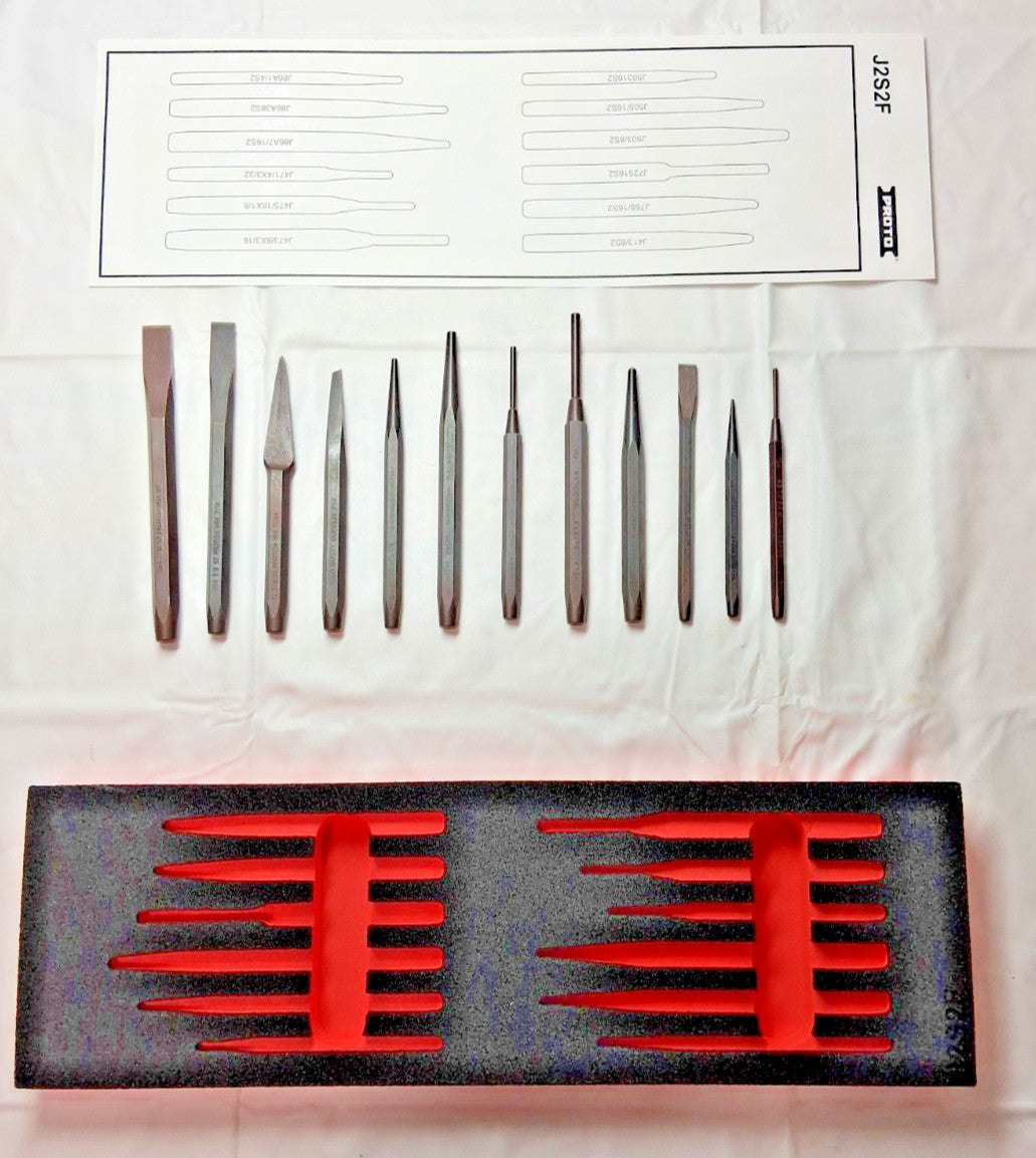Proto 12 Piece Punch & Chisel Set W/ Modular Foam Insert Holder J2S2K