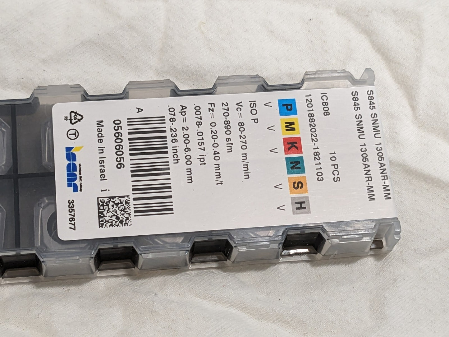ISCAR Milling Insert: S845 SNMU 1305ANR-MM IC808 Carbide 5606056