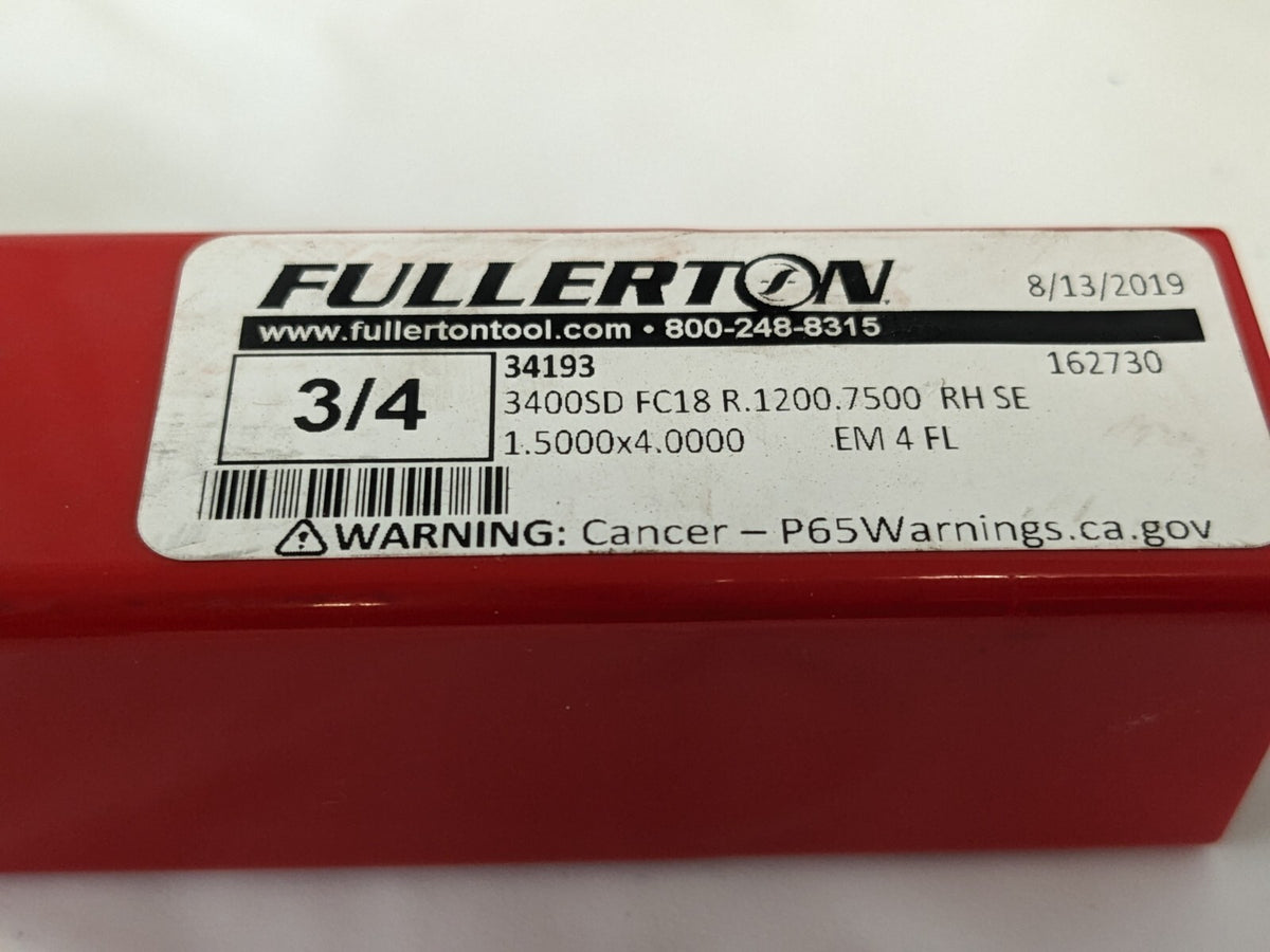 Fullerton Tool Solid Carbide Radius End Mill 34193