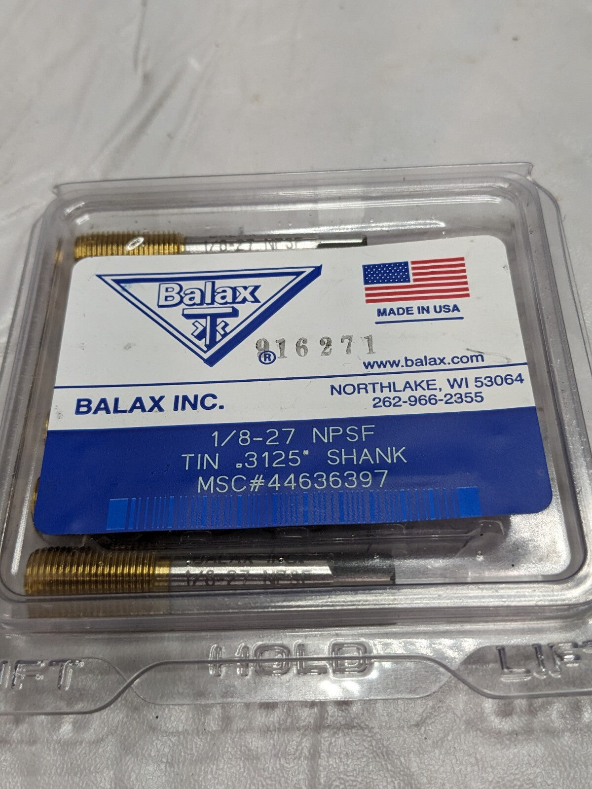 Balax 1/8-27 NPSF Thread Forming Pipe Tap Qty 6 02130-00T