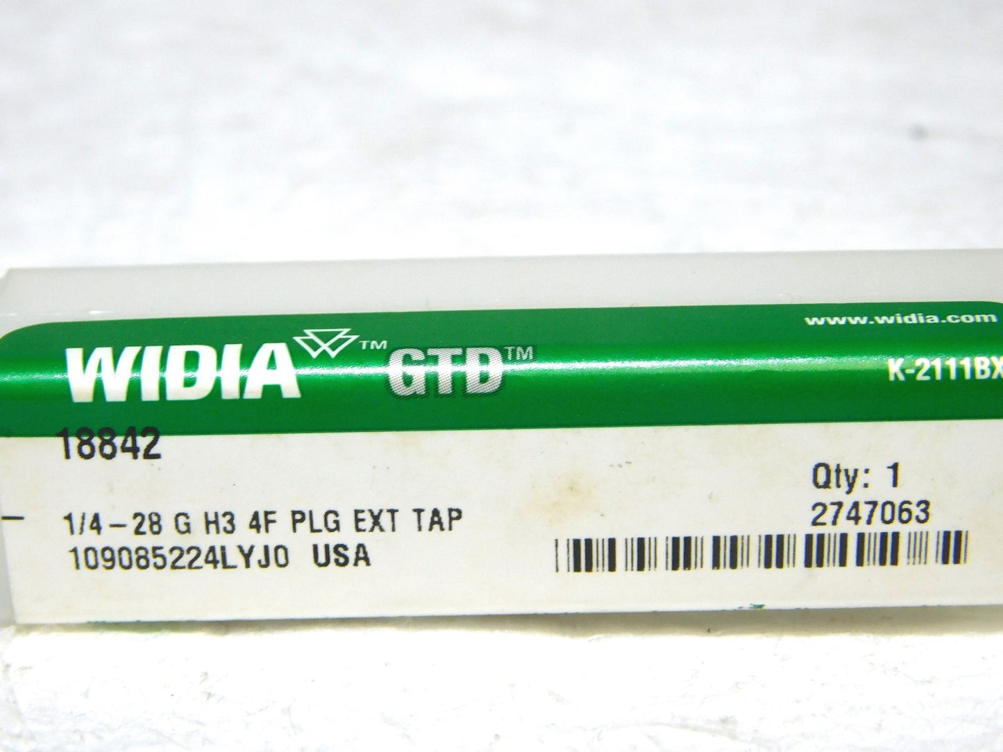 Widia HSS Hand Extension Tap 1/4-28 UNF H3 Limit 4Fl RH 6”L Plug Chamfer 18842