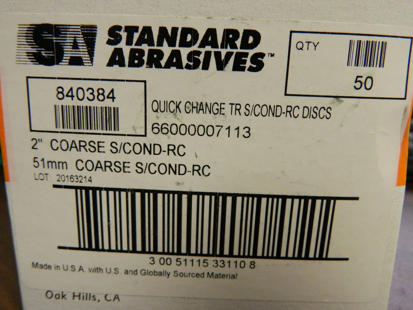 Standard Abrasives 2" Aluminum Oxide Quick Change Disc QTY 50 840334