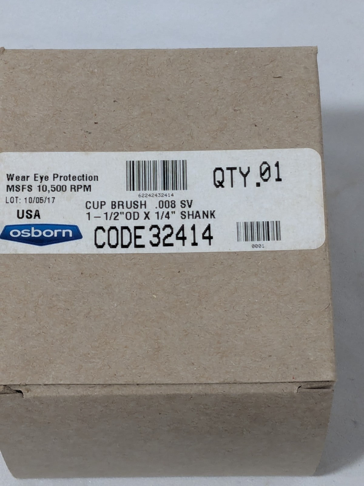 Osborn Cup Brush: 2" Dia, 0.008" Wire Dia, Stainless Steel, Crimped 0003241400