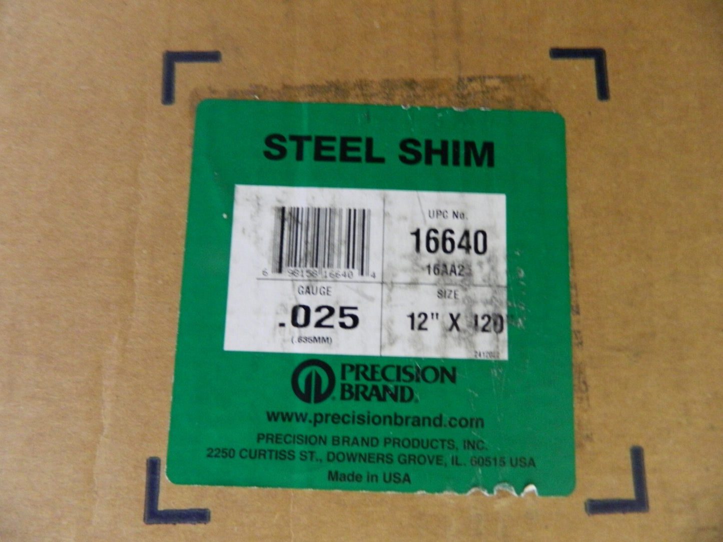 Shim Stock: 0.025'' Thick, 120'' Long, 12" Wide, 1010 Low Carbon Steel 16640