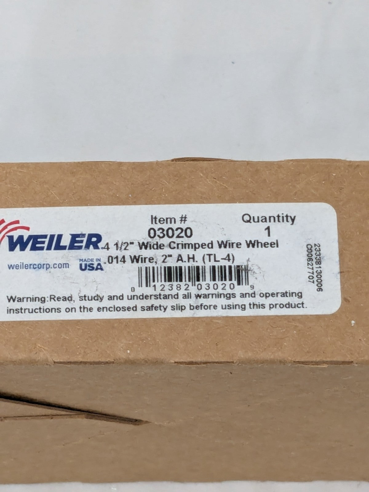 Weiler Wheel Brush: 4-1/2" Wheel Dia, 1-1/4" Face Width, 0.0140" Wire Dia 03020