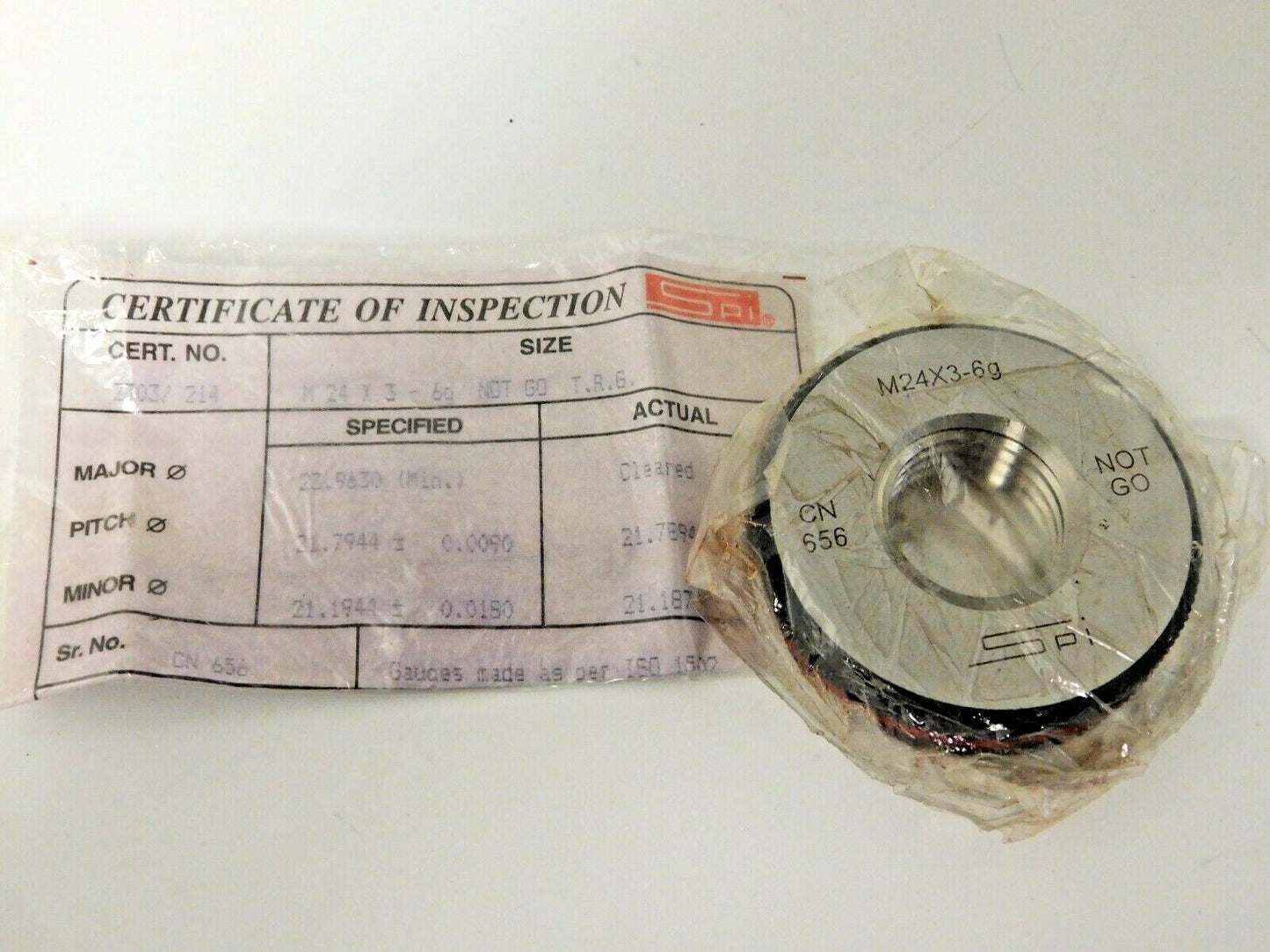 SPI No Go Single Ring Thread Gage M24x3 6G 75890574