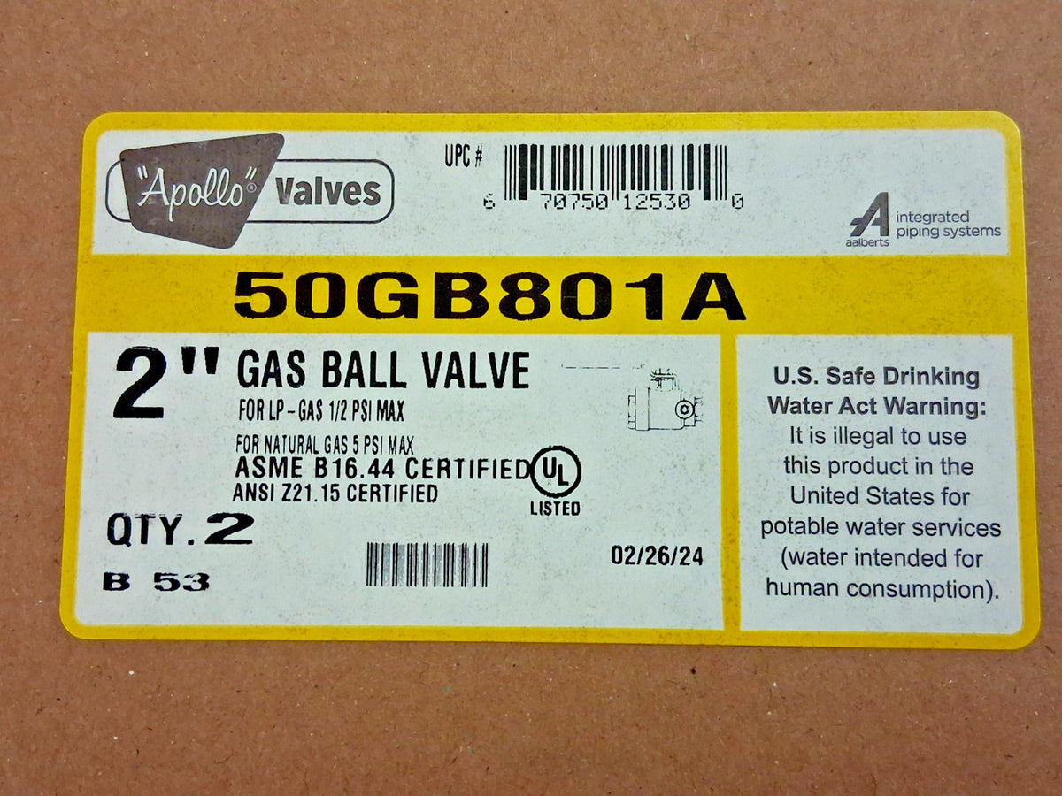 Apollo Bronze Full Port Ball Valves 2" Pipe QTY2 50GB801A