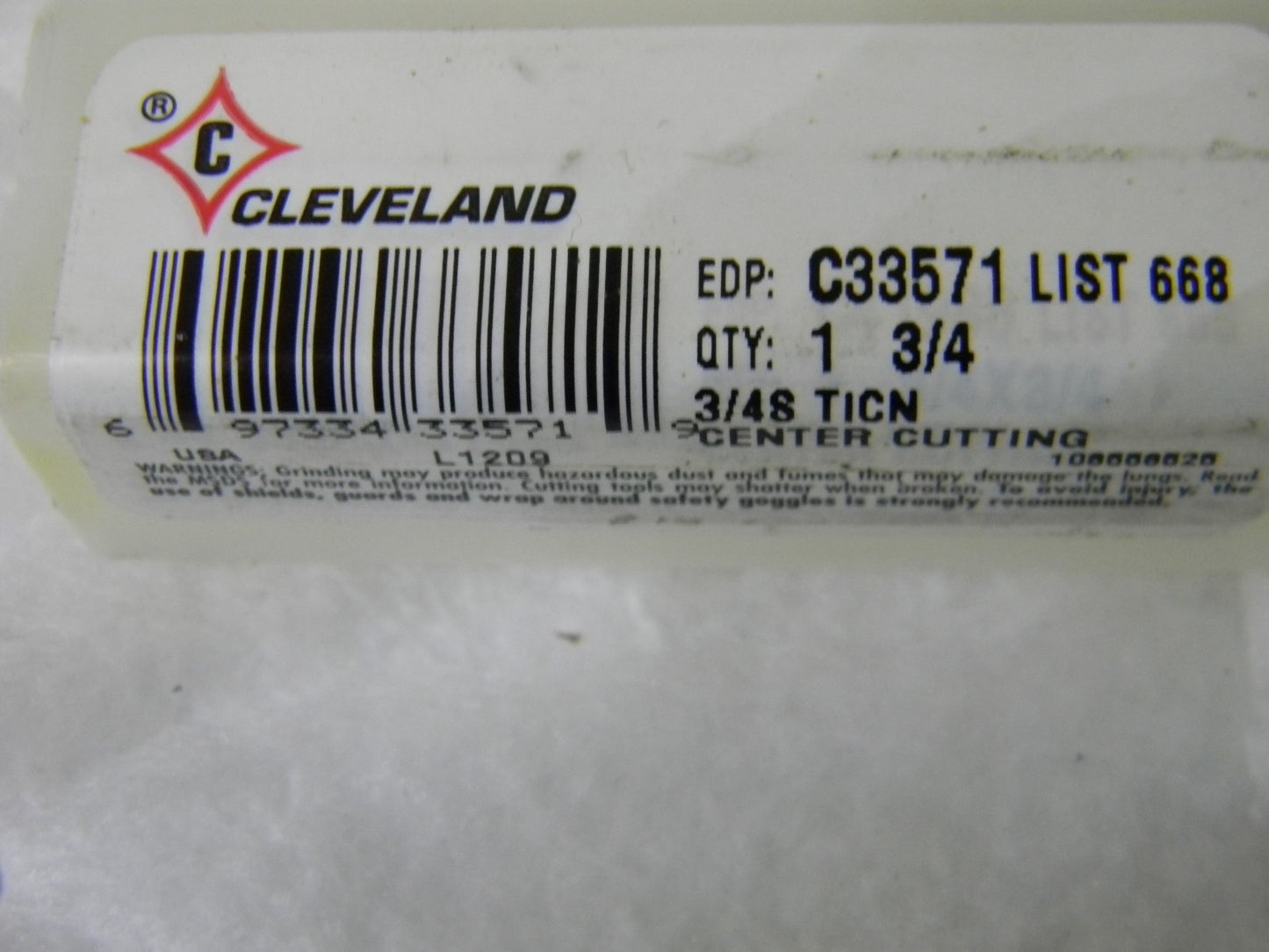 Cleveland HSS Center Cut Dbl End Mill 3/4 Dia 2Fl 3/4 Shank Dia TiCN C33571