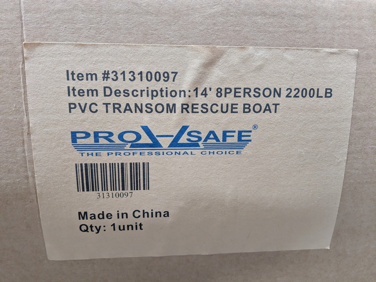 Pro Safe Inflatable PVC Transom Rescue Boat 14 Ft. 8-Person 2200 Lb. Capacity