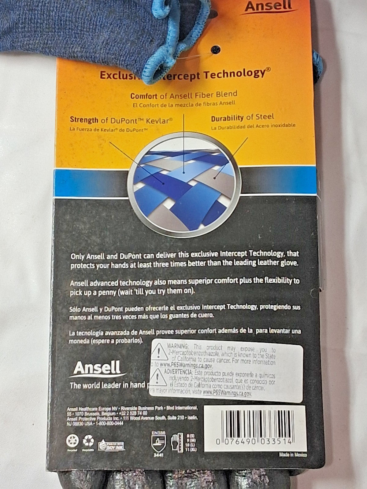 Ansell Cut Puncture & Abrasion-Resistant Gloves size XL 2 pairs 205753