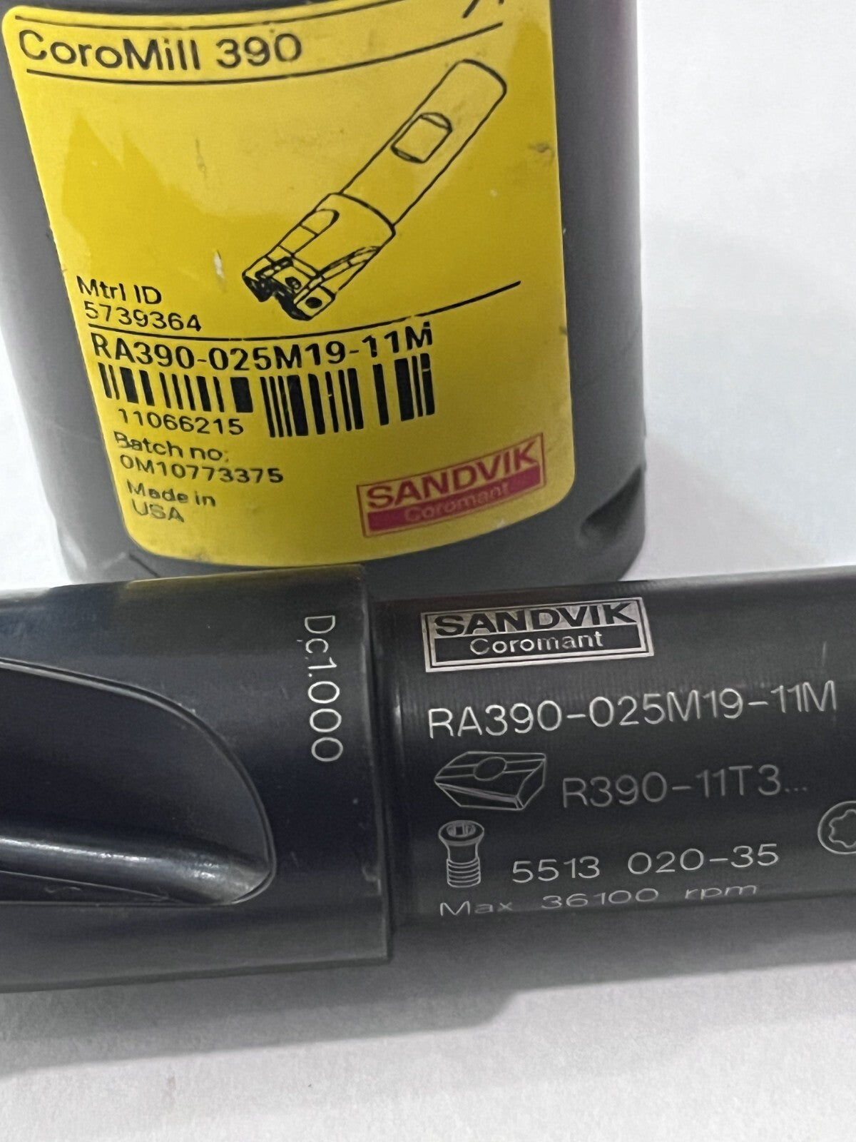 Sandvik Coromant Indexable Square-Shoulder End Mill RA390-025M19-11M, 1" Cut Dia
