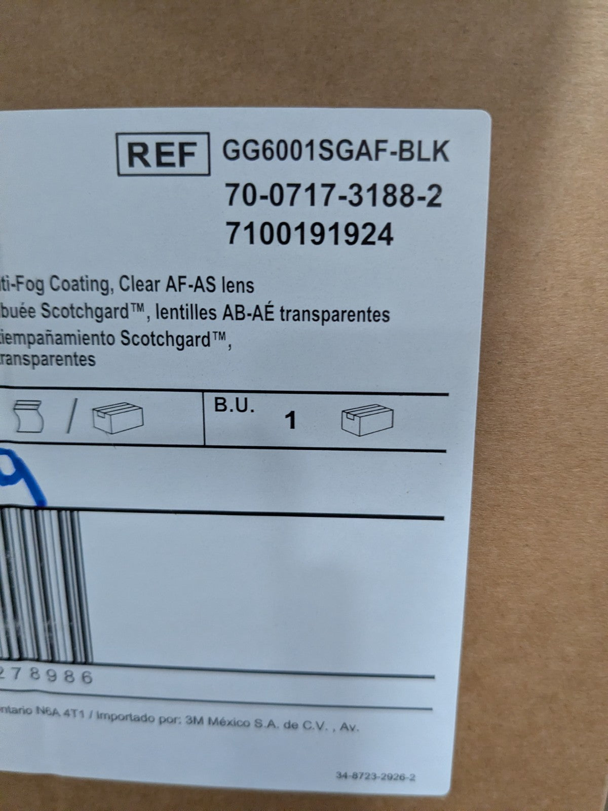 3M GoggleGear Black Shroud Scotchgard Anti-Fog Box of 9 7100191924