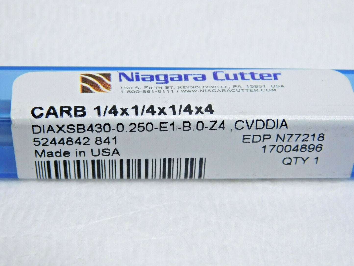 Niagara Cutter Carbide Ball End Mill Diamond Finish 1/4" x 1/4" x 4&qu