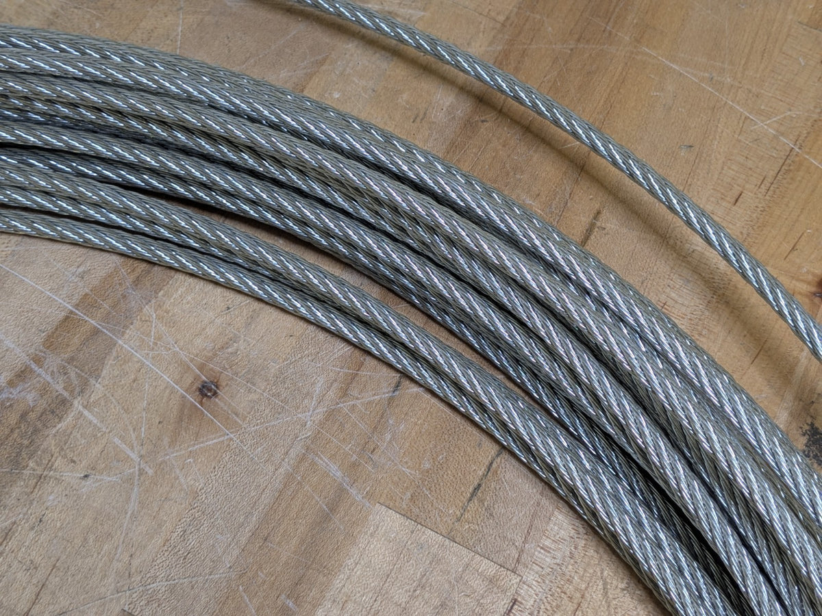 Galvanized Steel Aircraft Cable 1/4" Diameter 7 x 7 Strand Core 100 Ft. Approx.