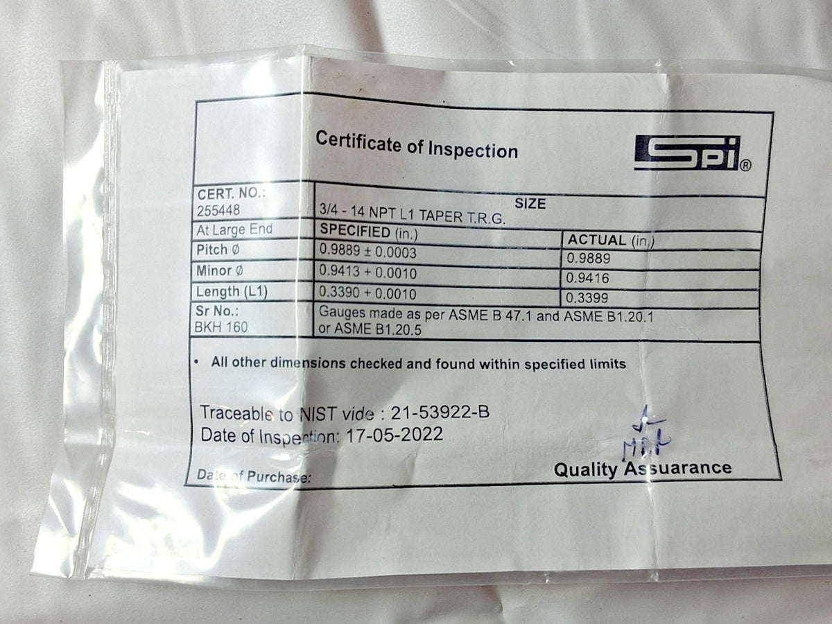 SPI NPT Threaded Pipe Ring 3/4-14" Class L1 75890004