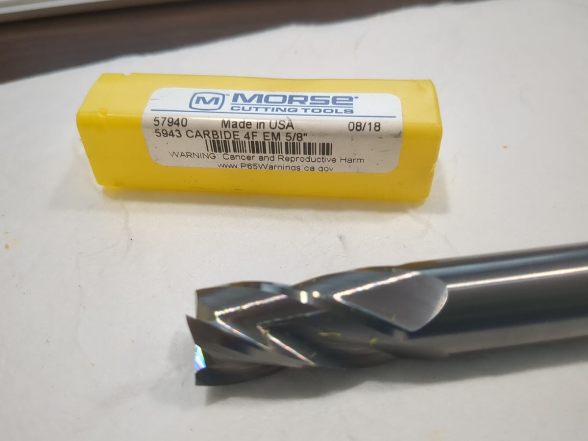 morse cutting carbide end mill 4fl 5/8" 57940