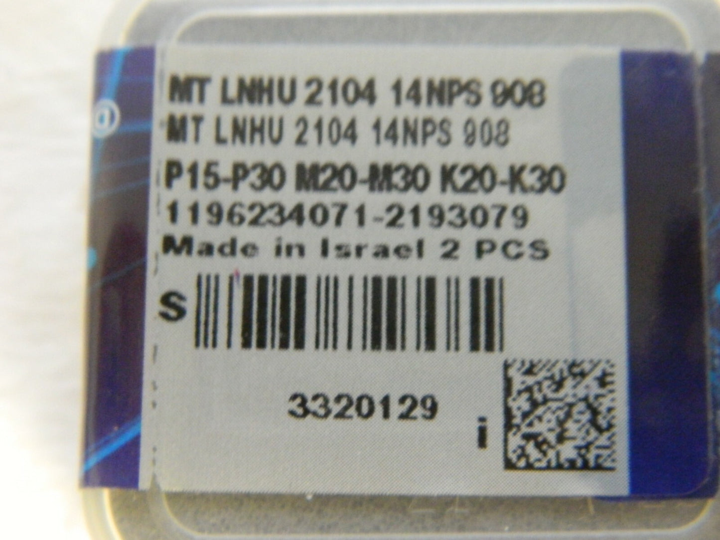 Iscar MT-LNHU2104.14NPS 908 Carbide Thread Mill Insert Qty 2