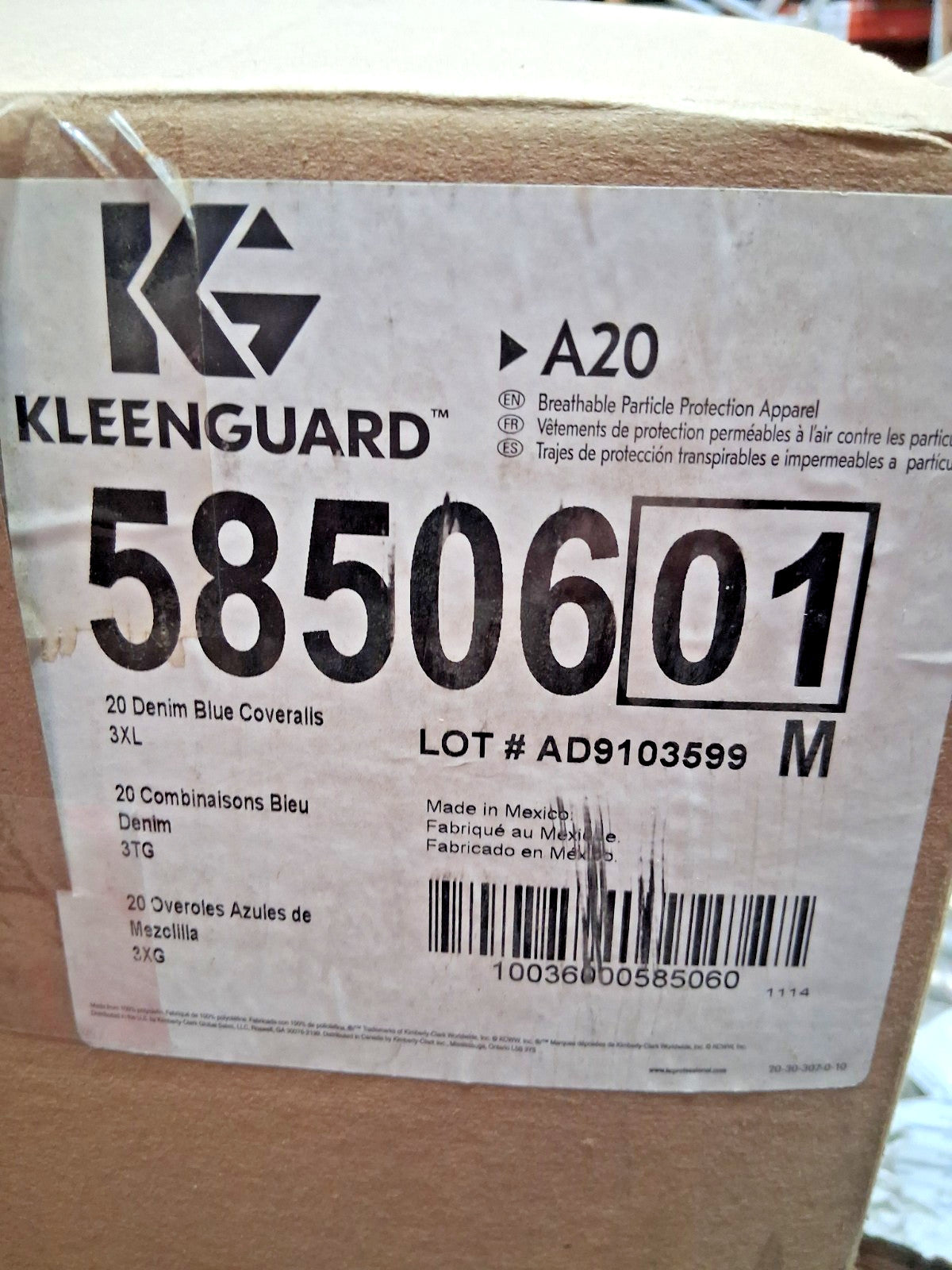KleenGuard Particle Protection Disposable Coveralls 20Pk Size 3XL 58506