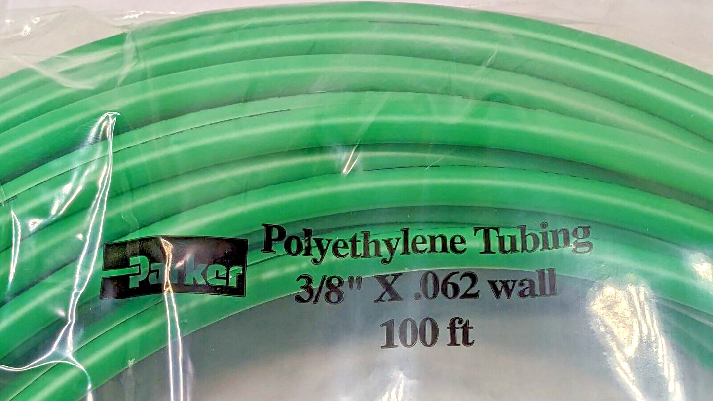 Parker Green Polyethylene Tubing 3/8" X .062 Wall 125PSI QTY 100 Ft E-64-G-