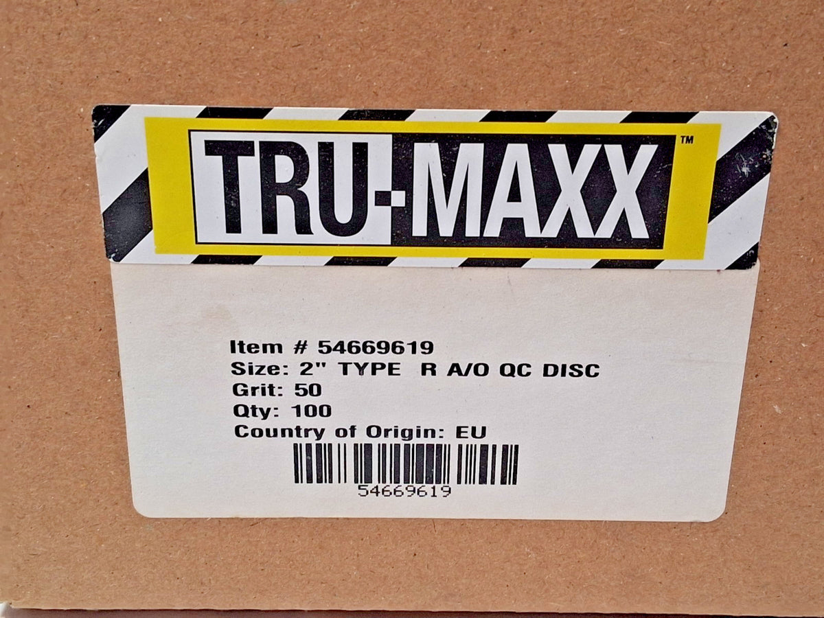 TRU-MAXX Aluminum Oxide Coated Quick-Change Discs QTY100 50Grit 54669616