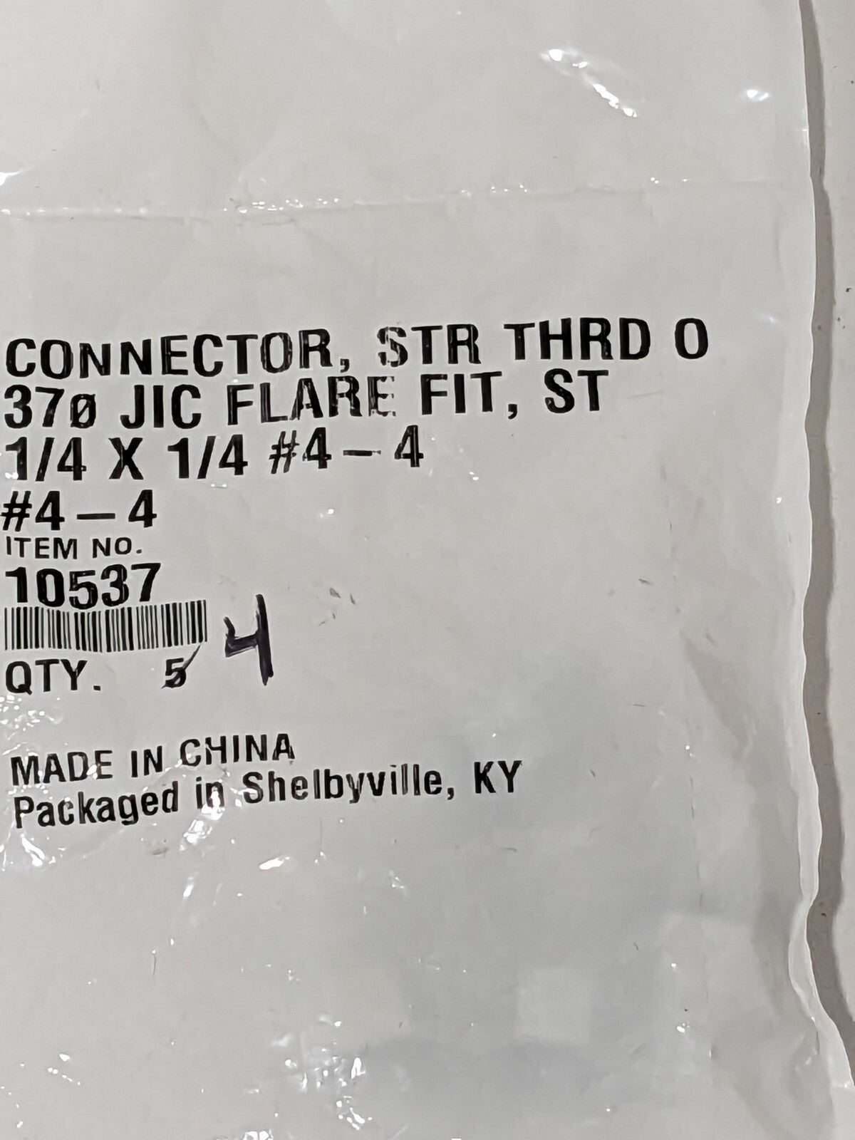 Steel Flared Tube Connector: 1/4" X 1/4" #4-4 Bag of 4 10537