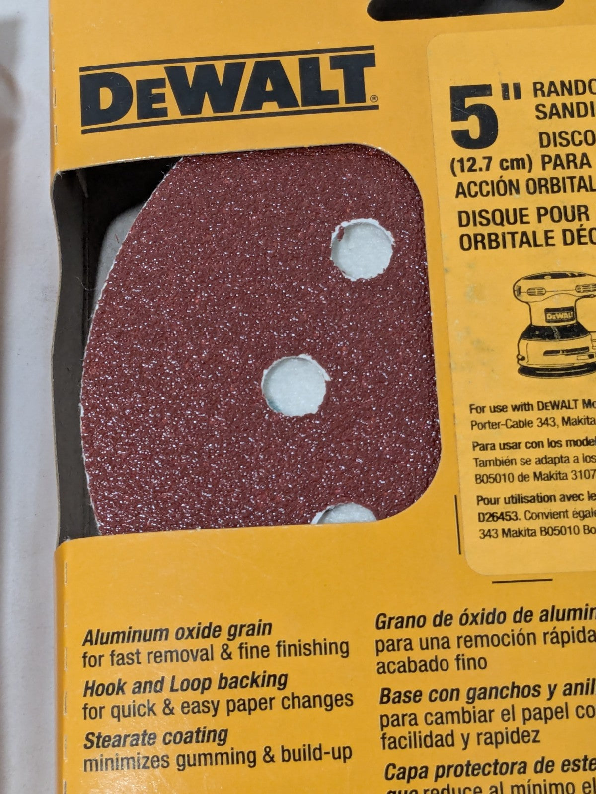 DEWALT Hook & Loop Disc: 5" Dia, 80 Grit, Coated, Aluminum Oxide Qty 50 DW4309