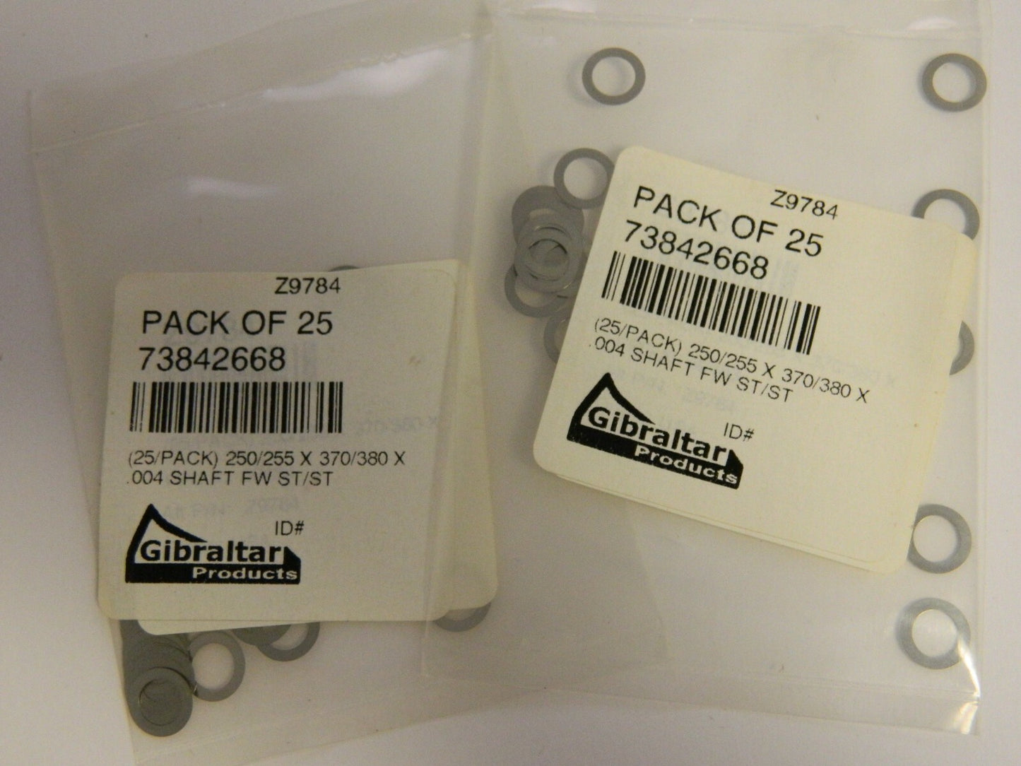 Gibraltar 0.004" Thick 0.25 to 0.255" In x 0.37 to 0.38" OD Round Shims QTY 50