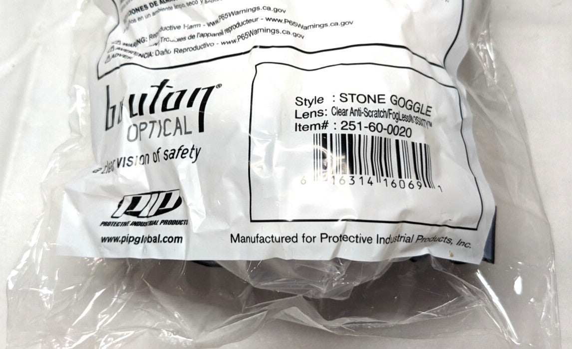 BOUTON OPTICAL Safety Goggles Anti-Fog & Scratch-Resistant Clear 251-60-002