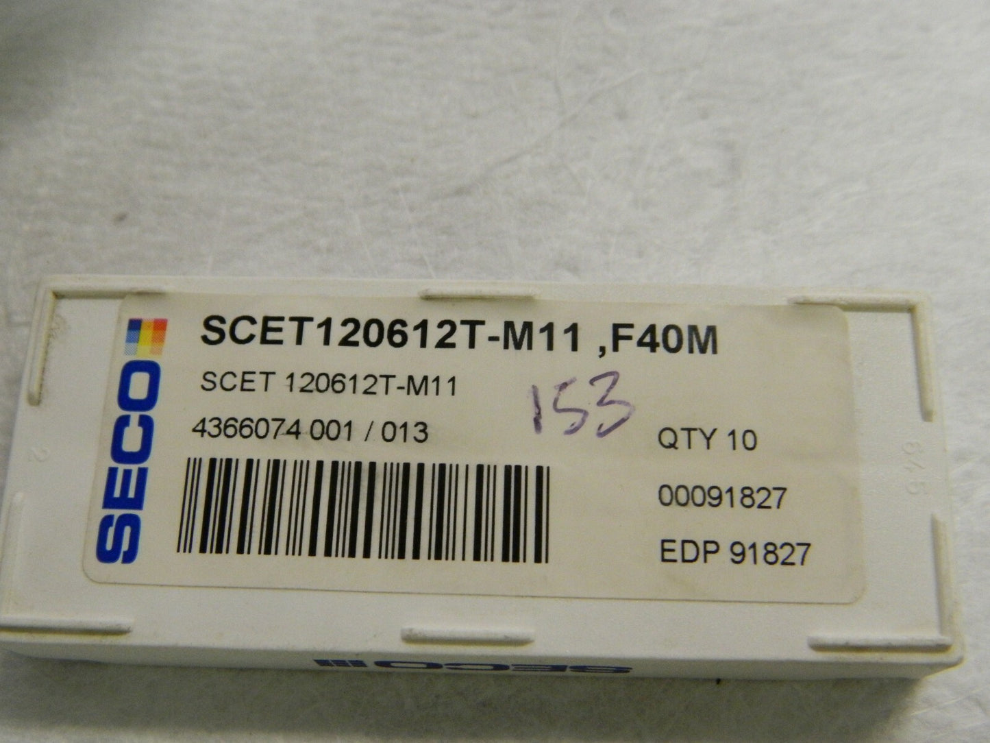 Seco SCET120612 M11 Grade F40M Carbide Milling Insert QTY 9 91827