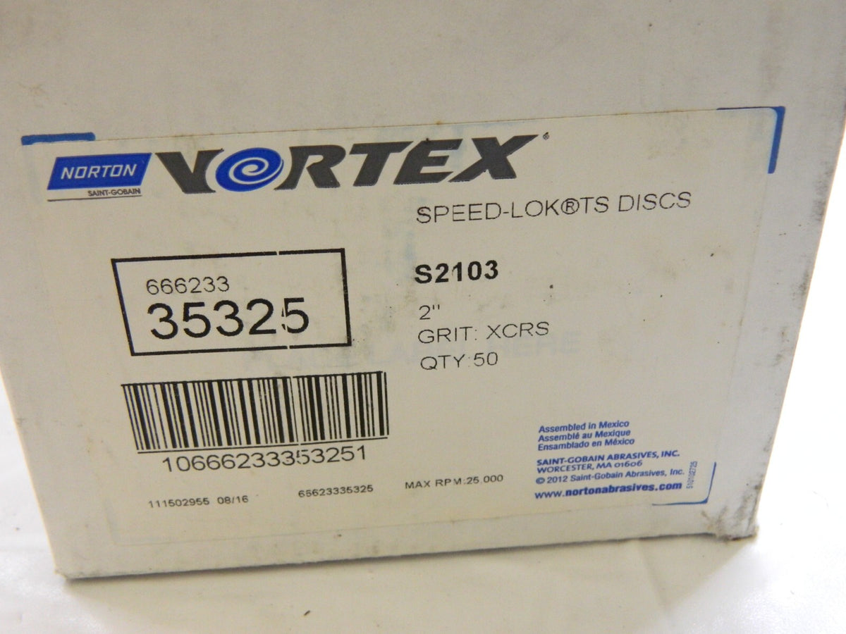 NORTON Quick-Change Disc: Speed-Lok TS, 2" Disc Dia, Aluminum Oxide 66623335325