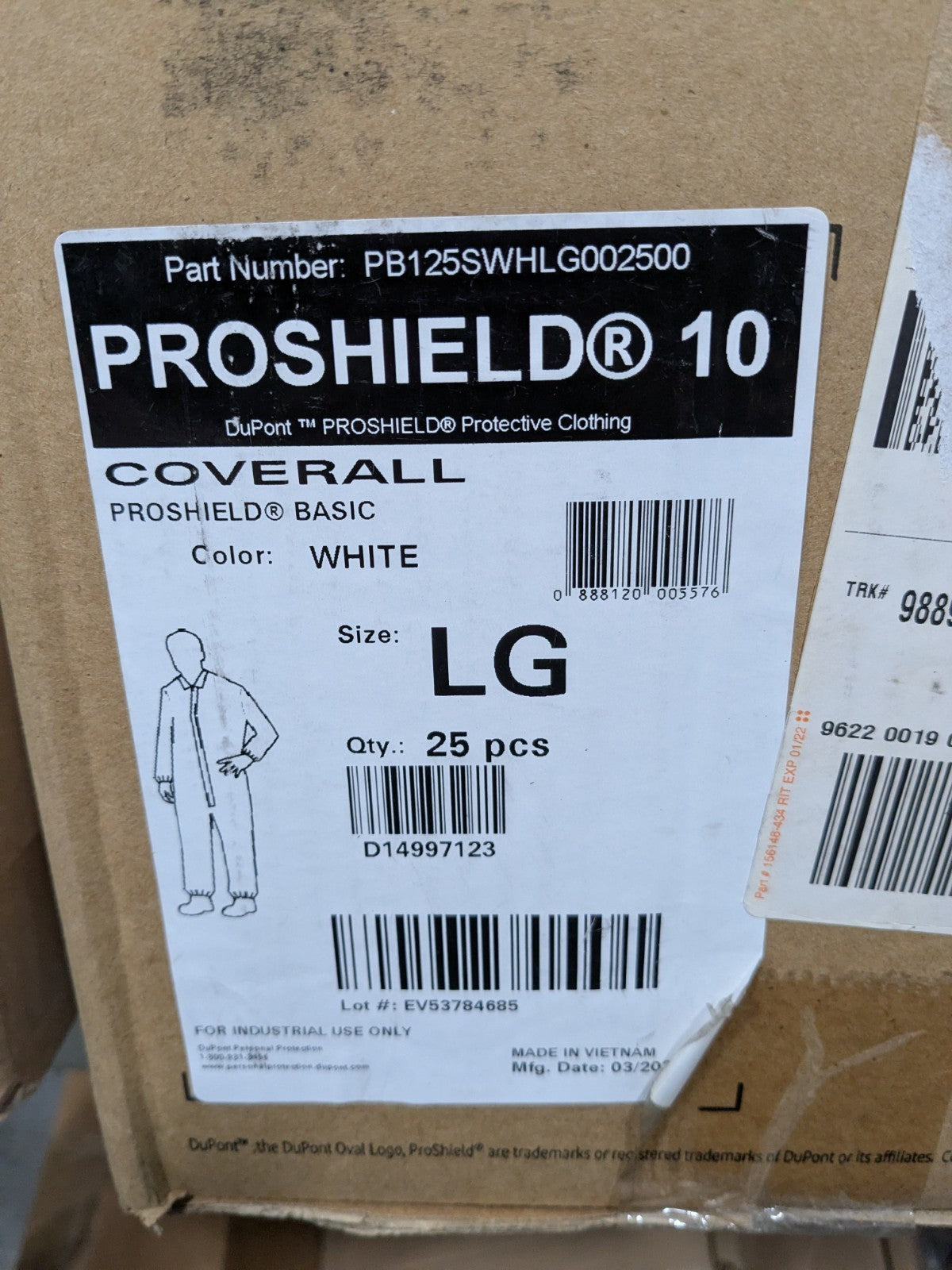 Dupont Liquid Protection Disposable Coverall QTY 25 Size L PB125SWHLG002500