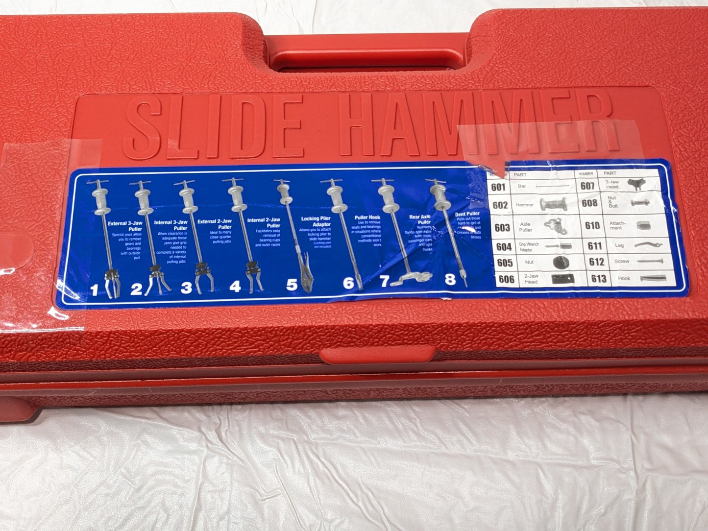 16 Piece Slide Hammer Set w/Case 3 Jaws YC-901A INCOMPLETE