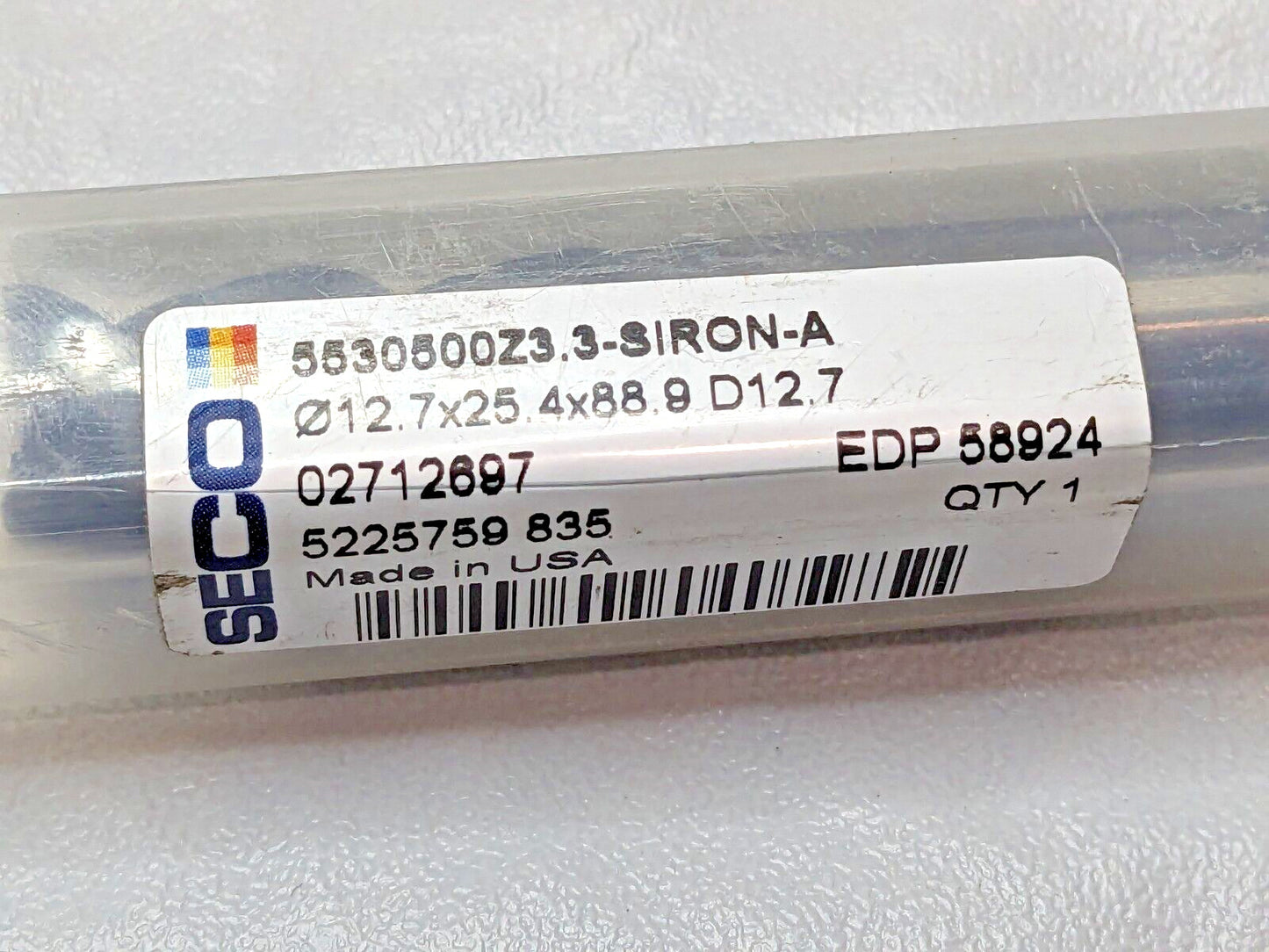 SECO Carbide Corner Chamfer End Mill 1/2" Dia 3FL 5530500Z3.3-SIRON-A 02712697