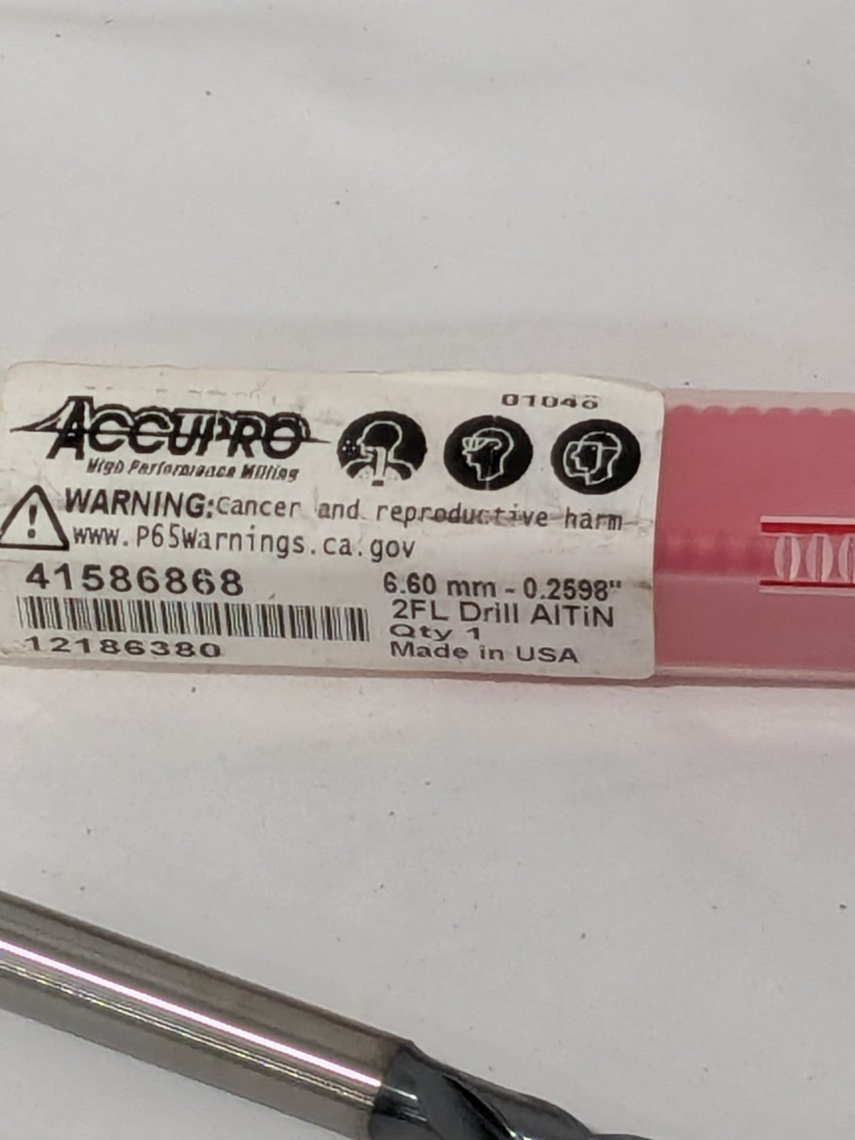 ACCUPRO Jobber Length Drill Bit: 6.60 mm (0.2598) Dia, 140º 41586868