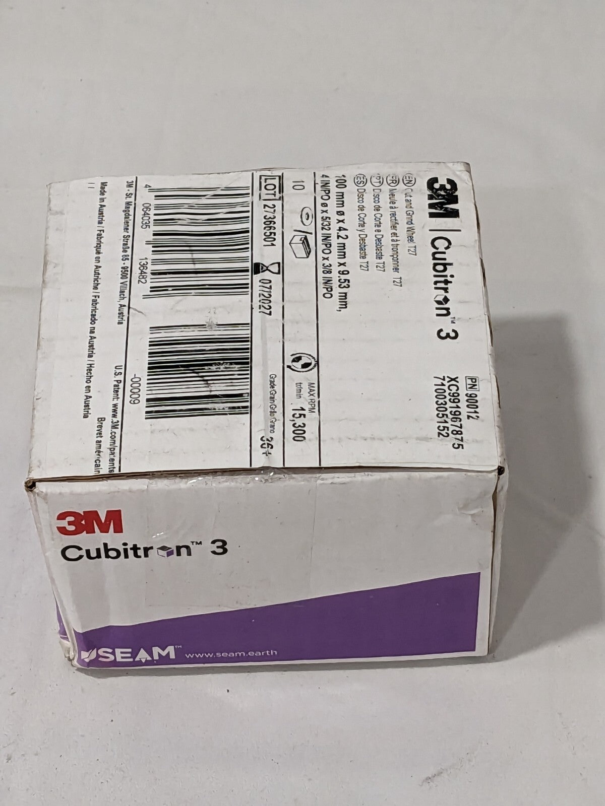 3M Depressed-Center Wheel: 4" Dia, 5/32" Thick, 3/8" Hole Qty 10 7100305152