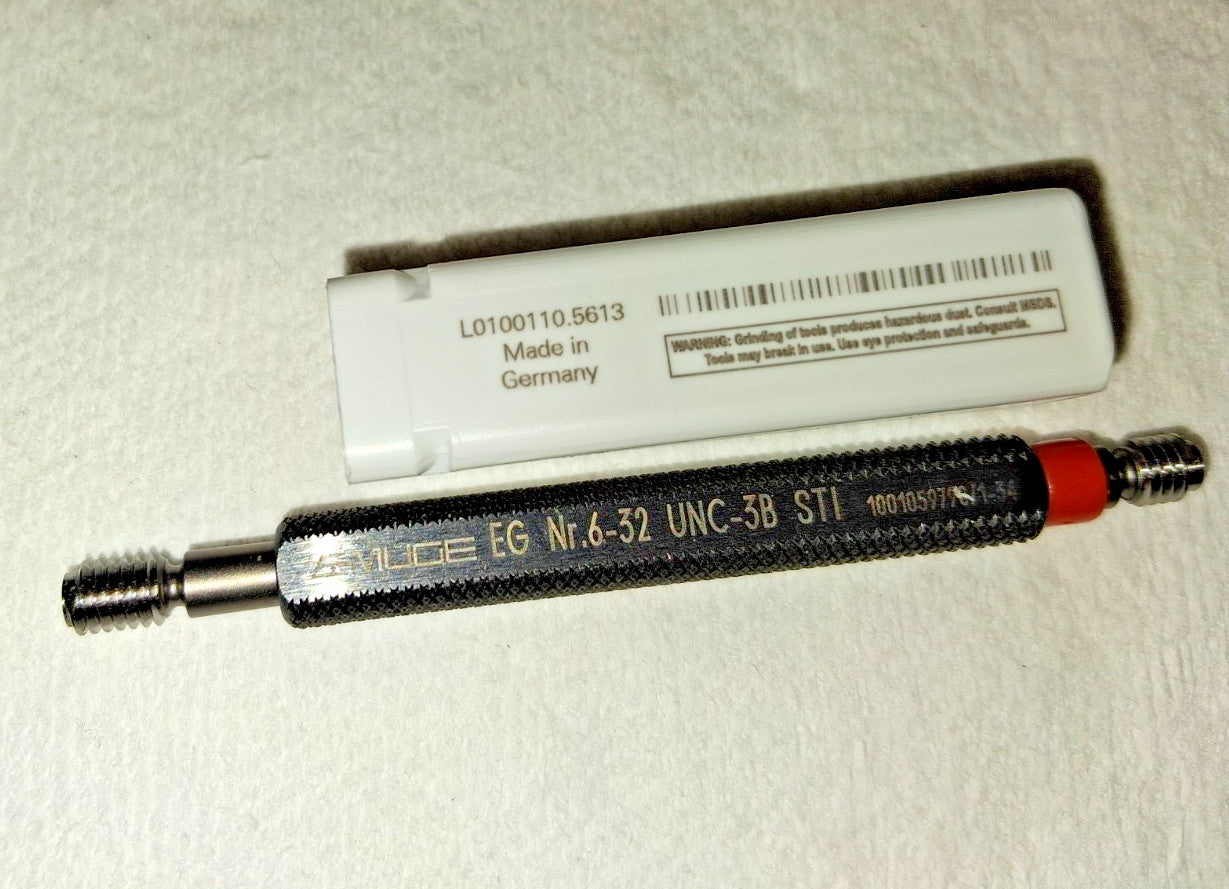 Emuge STI Plug Thread Gage #6-32 Thread 3B Double End Go & No Go L0100110.5613