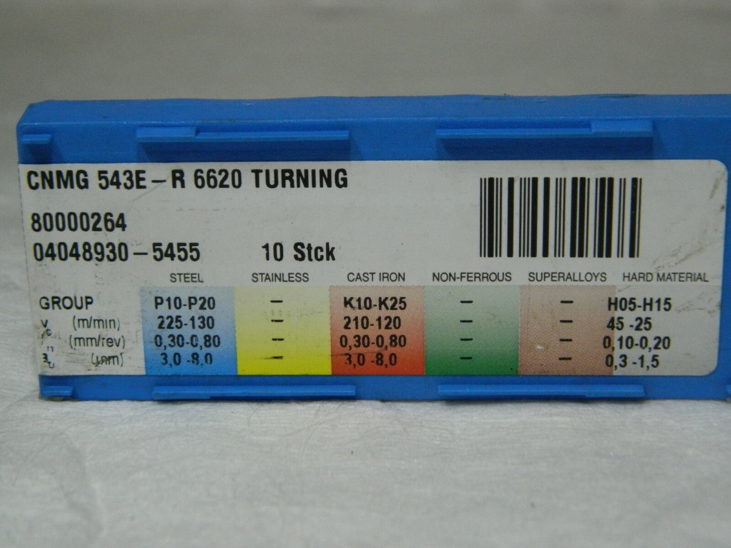 Swarf Carbide Turning Inserts CNMG543E-R Grade 6620 QTY 10 04048930