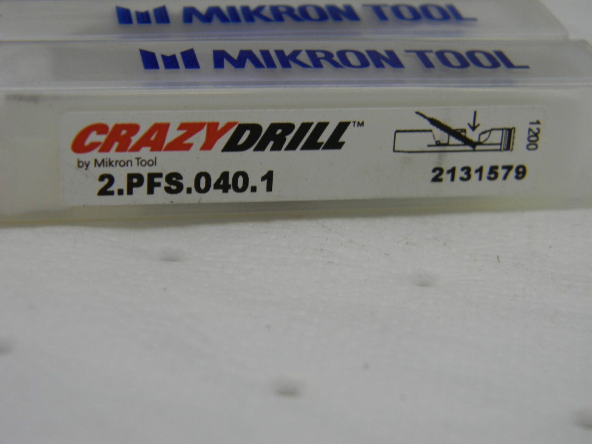 Mikron Crazydrill Carbide Pilot Drill .4X2X3X40MM 1 lot of 6 2.PFS.040.1