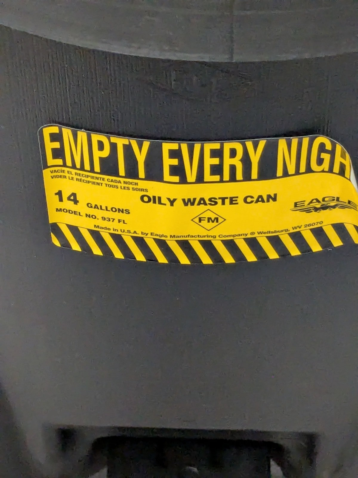Eagle 14 Gallon Capacity, HDPE Waste Can with Foot Lever 937FLBLK