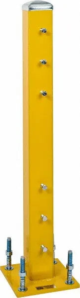 STEEL KING Traffic Guard Rail Mount Post: 42" High Rail Mount Steel Yellow