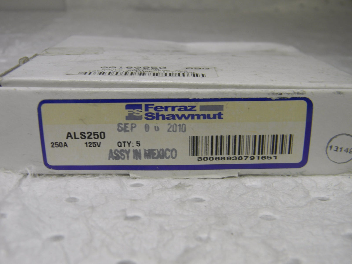 Ferraz Shamut Time Delay Ceramic Limiter Fuse 250A 125AC/DC Qty 3 ALS250