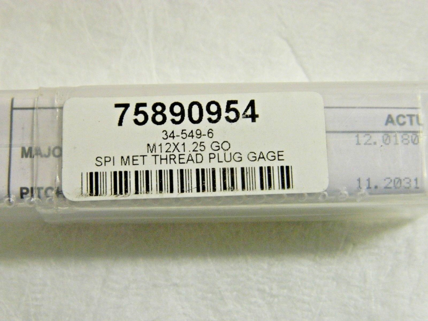SPI Single End Plug Thread Go Gage M12x1.25 6H 34-549-6