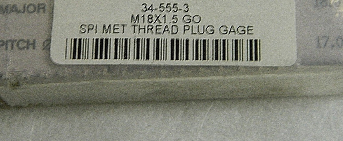 SPI Single End Plug Thread Go Gage M18 x 1.5 6H 34-555-3