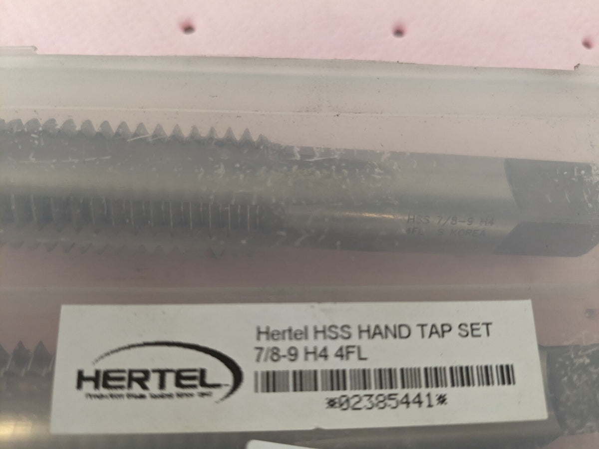 HERTEL Tap Set: 7/8-9 UNC, 4 Flute hss Bright Finish K008939AS
